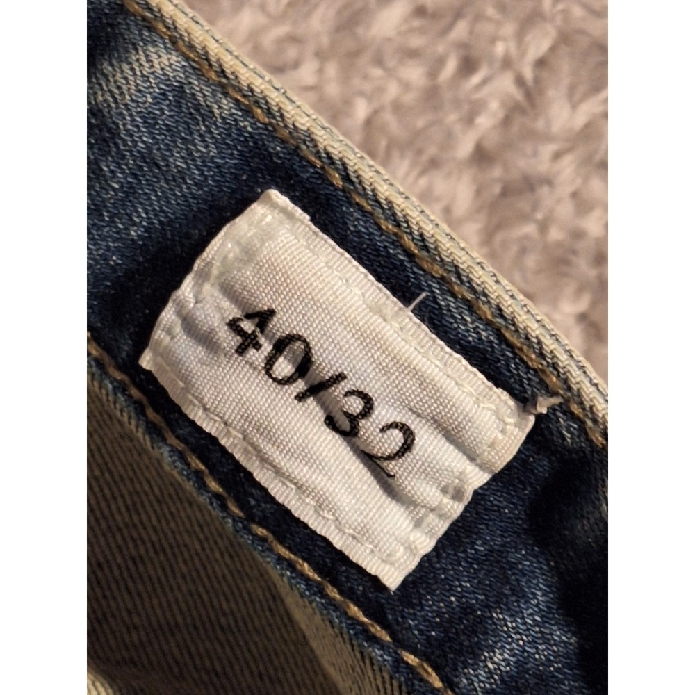 SMOKE RISE DENIM CO Mens Jeans 40x32 Blue Distressed Moto Ripped Splatter Grunge - Picture 14 of 16